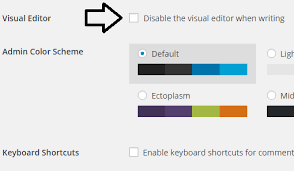 disable Visual Editor wordpress in user section