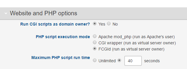 Change php execution mode