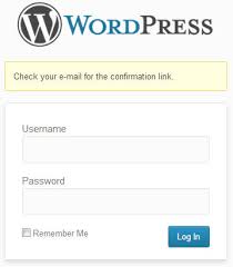 WordPress Password reset screen confirmation-sent